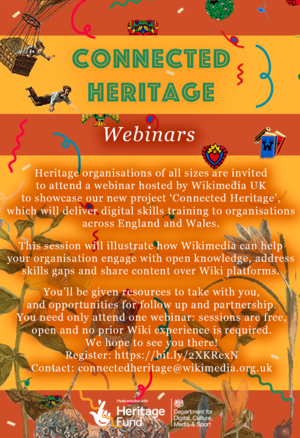 Flyer for connected heritage webinars