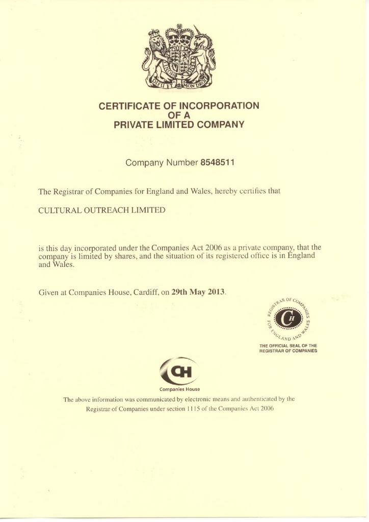 File:Cultural Outreach Limited - certificate of incorporation.pdf