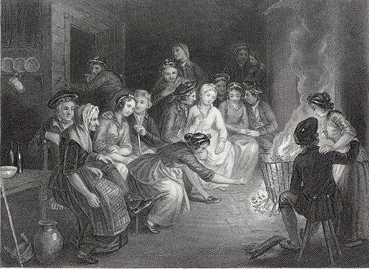 Illustration to Robert Burns' poem Halloween by J.M. Wright and Edward Scriven.