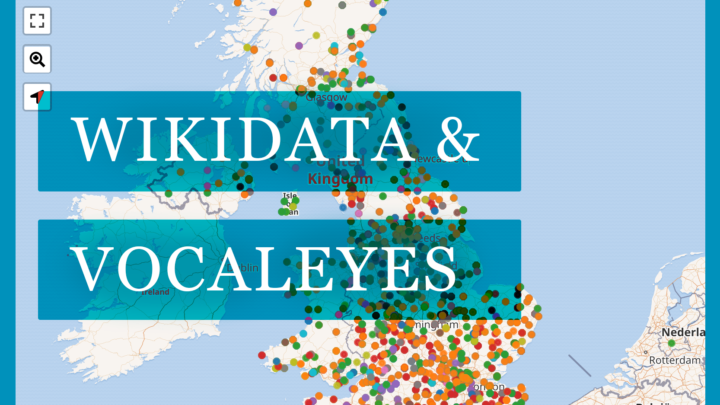 Screenshot of the VocalEyes Wikidata entries, with text saying Wikidata & VocalEyes overlaid.
